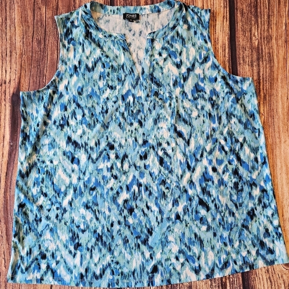 Jones New York Woman Size 2X Blue Turquoise Color Sleeveless Top Layer Shell - Picture 2 of 7